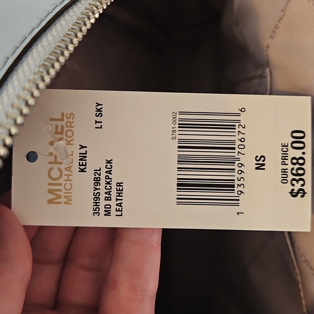 NWT  Trending Michael Kors Light Blue Backpack With Stud Accents - Picture 4 of 8